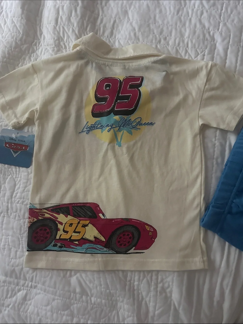 3T Disney Pixar Cars Lightning McQueen Polo Set - Cream & Blue